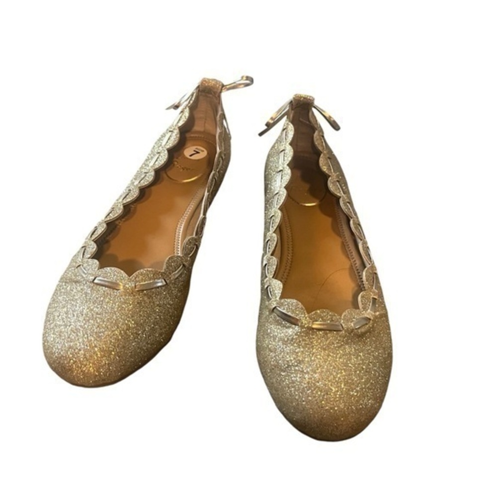 Gold Sparkle Jack Rogers scalloped flats shoes